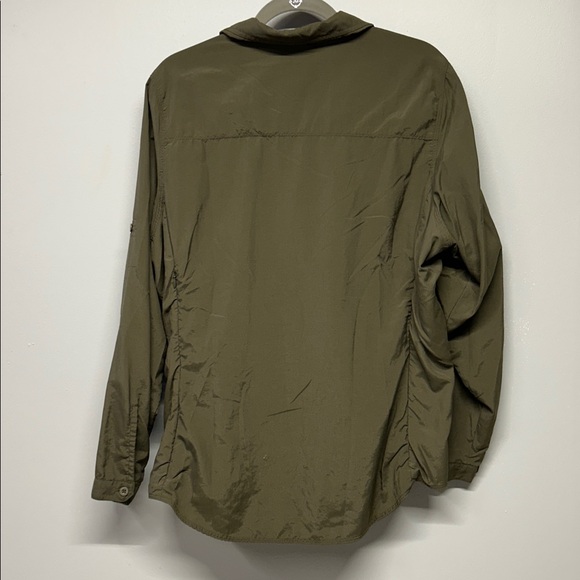 REI Women’s Button Down Shirt Nylon UPF 30+ Olive Green Size XL‎ Roll Sleeve - Picture 5 of 5